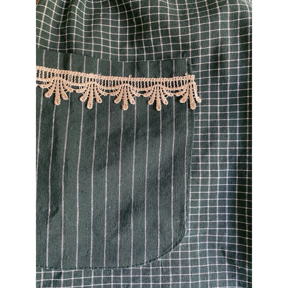 Vintage Cotton Half Apron Handmade Vintage Apron White Cottagecore Kitchen - Picture 2 of 5